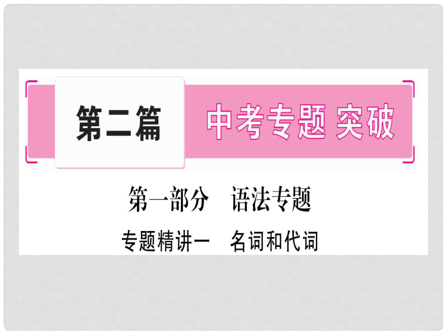 中考英語總復(fù)習(xí) 第二篇 中考專題突破 第一部分 語法專題 專題精講一 名詞和代詞課件 仁愛版_第1頁