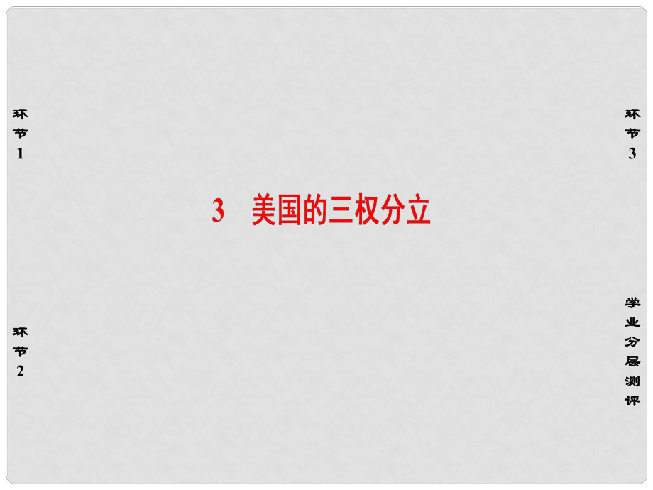 高中政治 專題3 聯(lián)邦制、兩黨制、三權(quán)分立：以美國(guó)為例 3 美國(guó)的三權(quán)分立制課件 新人教版選修3_第1頁(yè)