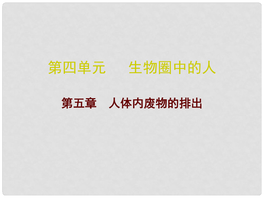 廣東省中考生物 第四單元 第五章 人體內(nèi)廢物的排出復習課件_第1頁