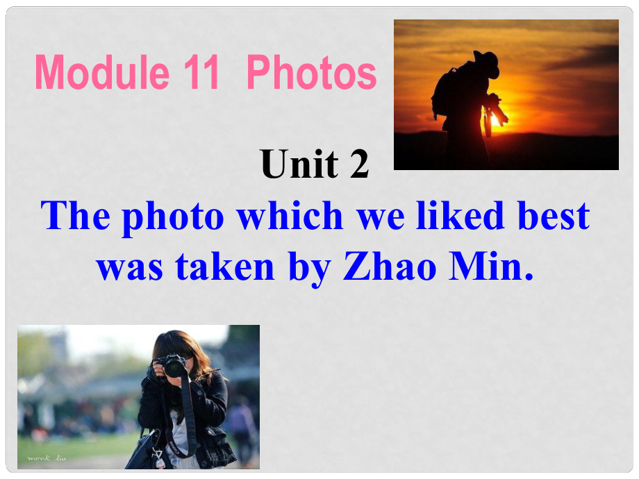 廣西中峰鄉(xiāng)育才中學(xué)九年級(jí)英語(yǔ)上冊(cè) Module 11 Unit 2 The photo which we liked best was takenZhao Min教學(xué)課件 （新版）外研版_第1頁(yè)