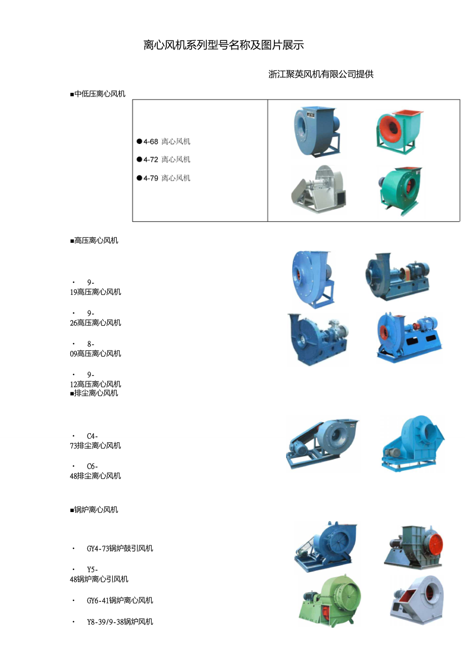 离心风机系列型号名称及图片展示