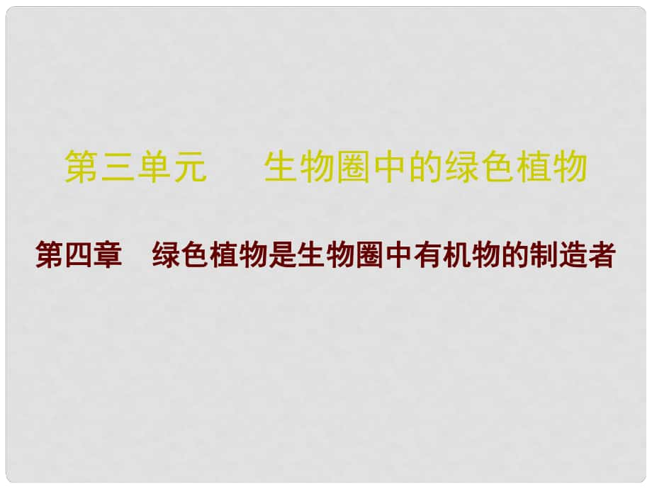 廣東省中考生物 第三單元 第四章 綠色植物是生物圈中有機(jī)物的制造者復(fù)習(xí)課件_第1頁