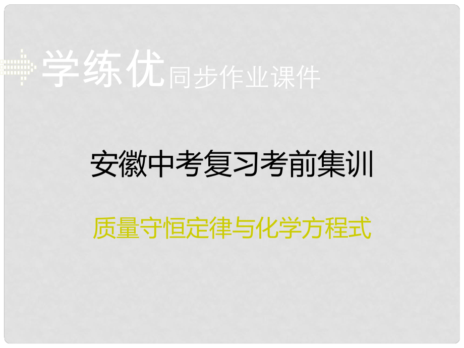 安徽省中考化学复习 专题十 质量守恒定律与化学方程式习题课件 新人教版_第1页