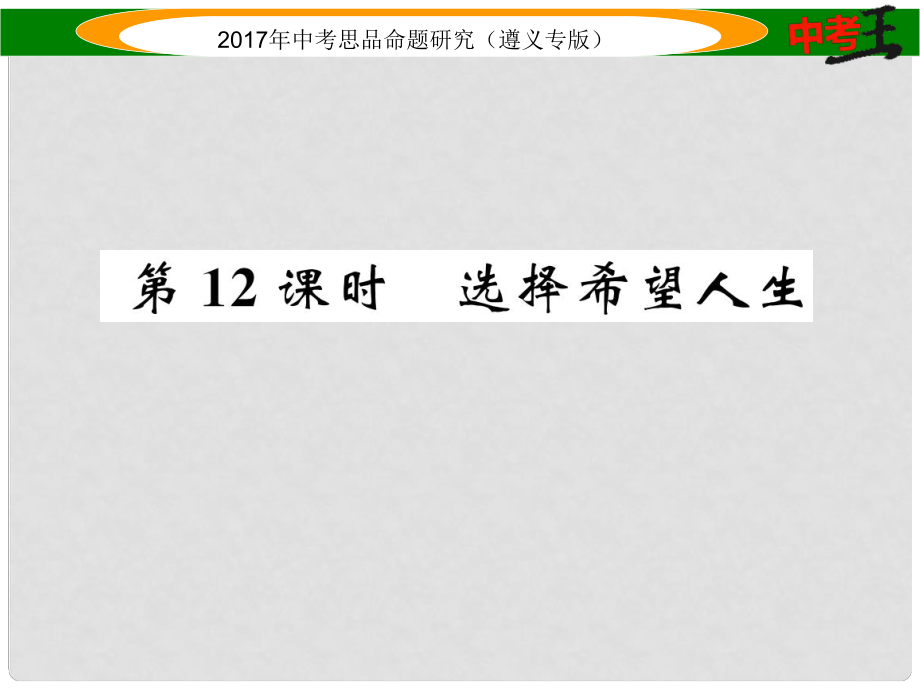 中考政治总复习 第一编 教材知识梳理篇 第四单元 满怀希望 迎接明天（第12课时 选择希望人生）课件_第1页