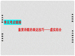 高中語文 第二單元 愛的生命樂章 單元考點鏈接 鑒賞詩歌的表達技巧虛實結(jié)合課件 魯人版必修5