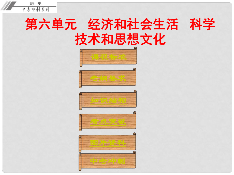 中考历史总复习 第二部分 中国近代史 第六单元 经济和社会生活科学技术和思想文化课件_第1页