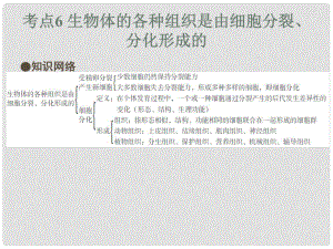 中考易（廣東專版）中考生物 第2單元 考點6 生物體的各種組織是由細胞分裂、分化形成的課件 新人教版