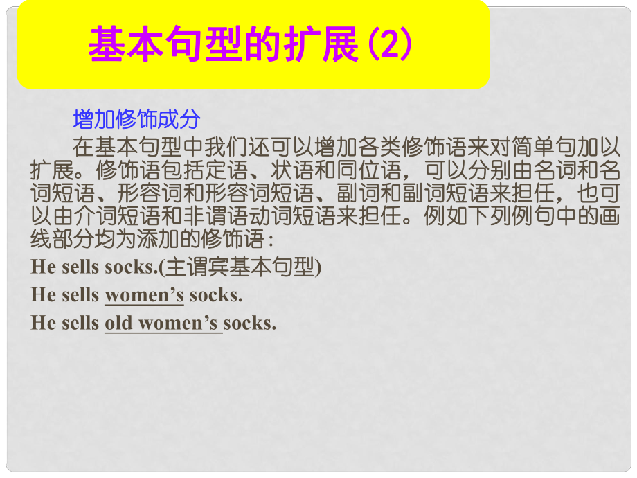 名师指津高考英语总复习 第一部分 基本句型的扩展课件2 新人教版_第1页