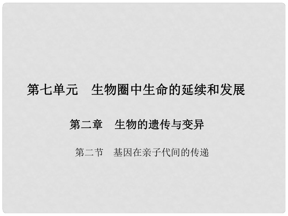 原八年级生物下册 第七单元 第二章 第二节 基因在亲子代间的传递课件 （新版）新人教版_第1页