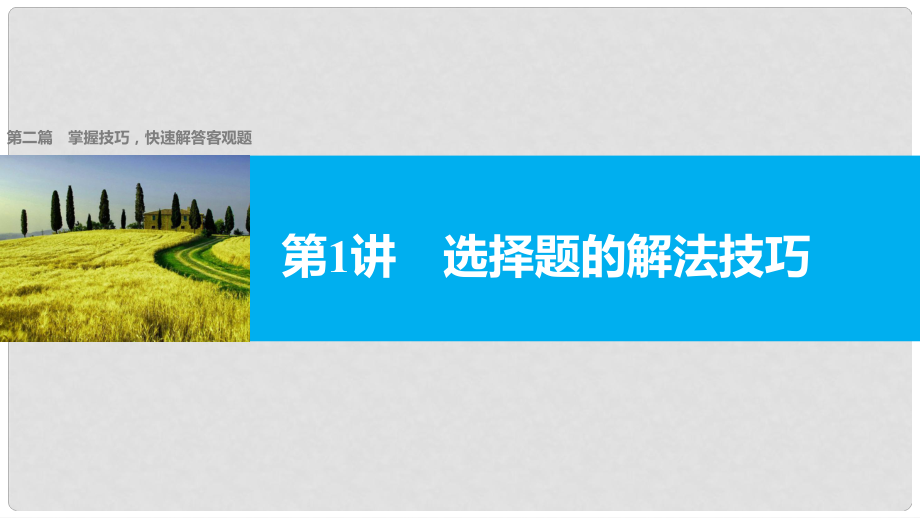 新（全國(guó)甲卷）高考數(shù)學(xué)大二輪總復(fù)習(xí)與增分策略 第二篇 掌握技巧 快速解答客觀題 第1講 選擇題的解法技巧課件 理_第1頁