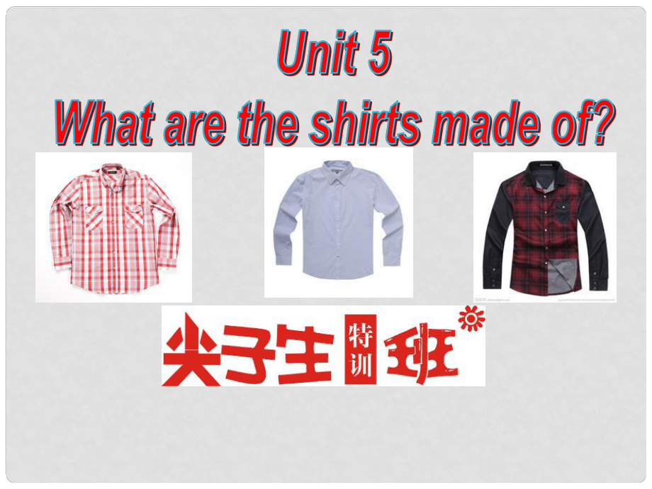 尖子生九年級(jí)英語全冊(cè) Unit 5 What are the shirts made of課件 （新版）人教新目標(biāo)版_第1頁