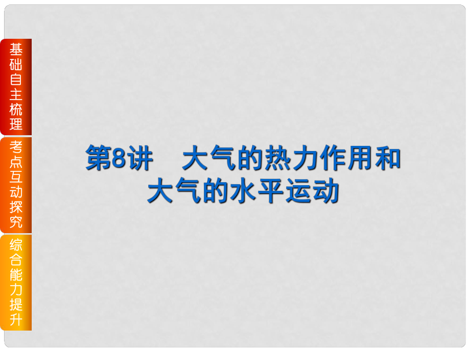 高考復(fù)習(xí)方案（全國(guó)卷地區(qū)）高考地理一輪復(fù)習(xí) 第3章 自然環(huán)境中的物質(zhì)運(yùn)動(dòng)和能量交換 第8講 大氣的熱力作用和大氣的水平運(yùn)動(dòng)課件 湘教版_第1頁(yè)