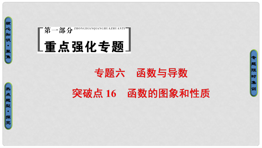 高考数学二轮专题复习与策略 第1部分 专题6 函数与导数 突破点16 函数的图象和性质课件 理_第1页