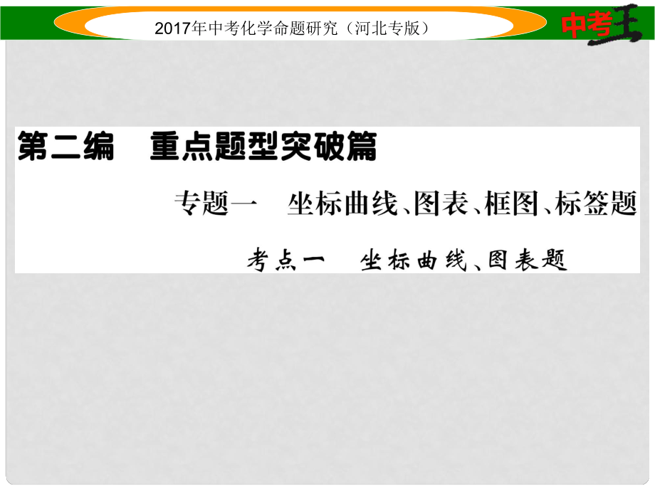 中考命題研究（河北專版）中考化學總復習 專題一 坐標曲線、圖表、框圖、標簽題 考點一 坐標曲線、圖表題課件_第1頁