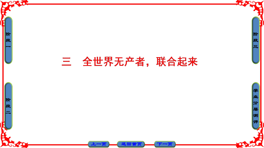 高中歷史 專題5 人民群眾爭取民主的斗爭 3 全世界無產(chǎn)者聯(lián)合起來課件 人民版選修2_第1頁