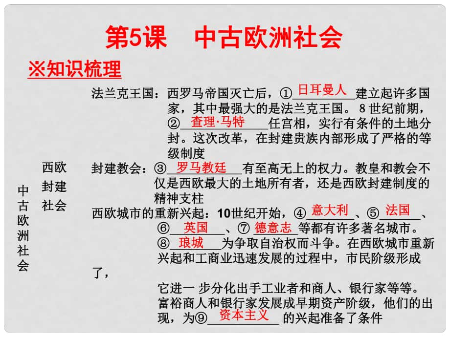 廣東學導練九年級歷史上冊 第5課 中古歐洲社會課件 新人教版_第1頁