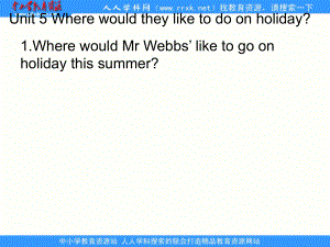 廣州版六上UNITWhere Would They Like to Go on Holidayppt課件1