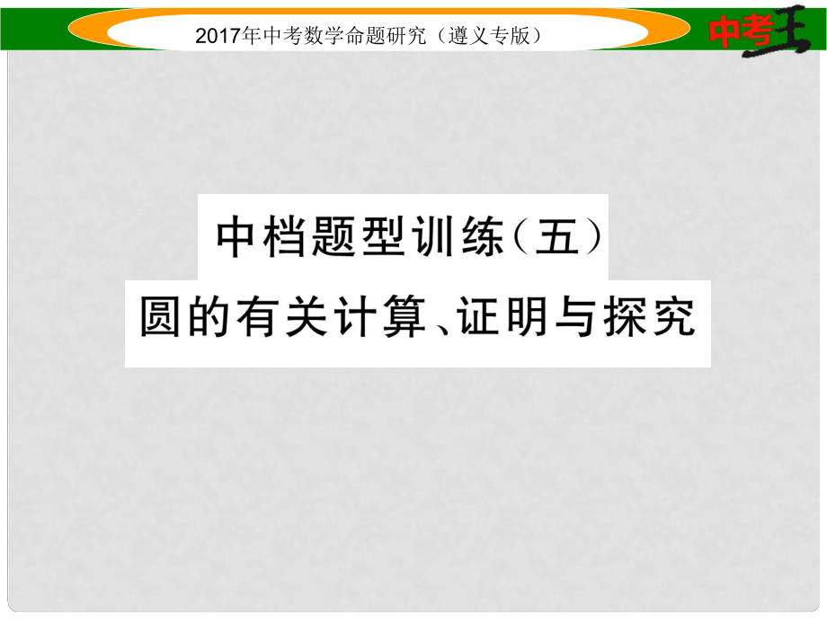 中考数学总复习 第二编 中档专项训练篇 中档题型训练（五）圆的有关计算、证明与探究课件_第1页