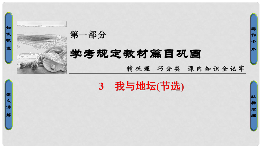 高考語文大一輪復習 第1部分 學考規(guī)定教材篇目鞏固 3 我與地壇(節(jié)選)課件_第1頁