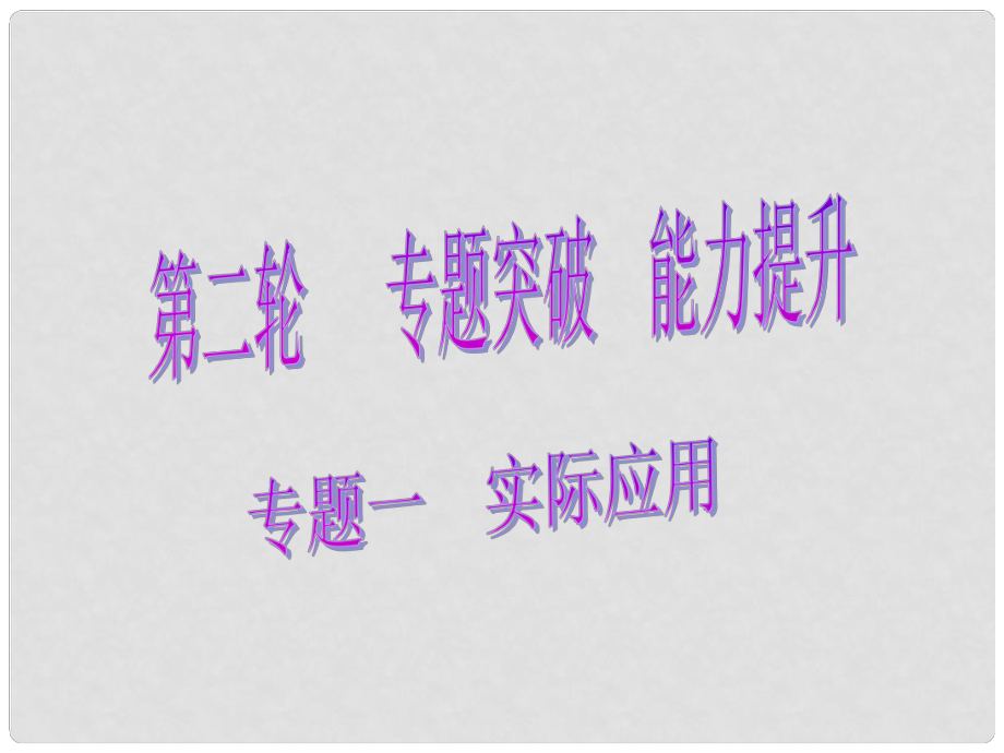 中考数学总复习 第二轮 专题突破 能力提升 专题一 实际应用课件_第1页