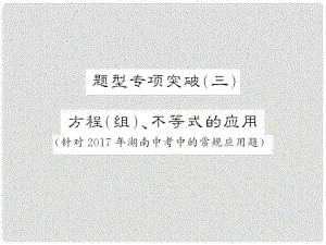 湖南省中考數(shù)學(xué) 第二輪 熱點題型突破 題型專項突破（三）方程（組）、不等式的應(yīng)用講義課件