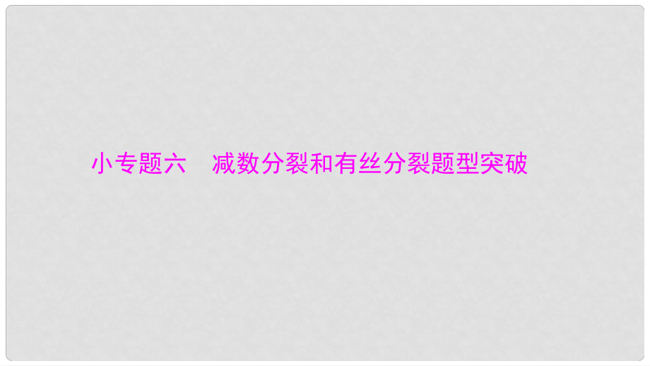 高考生物大一轮精讲复习 小专题六 减数分裂和有丝分裂题型突破课件_第1页