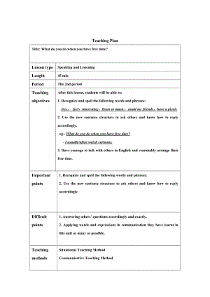 廣州版英語四年級(jí)下冊(cè)Module 4 Unit 7What do you do when you have free timeword教案