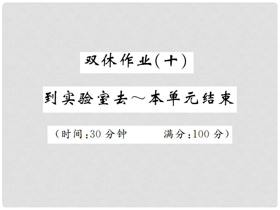 九年級(jí)化學(xué)上冊(cè) 雙休作業(yè)（十）課件 （新版）魯教版_第1頁(yè)