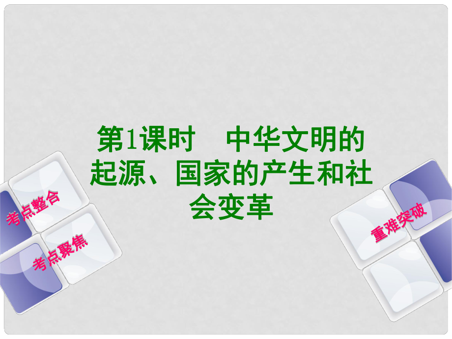 中考?xì)v史復(fù)習(xí)方案 第1單元 中國(guó)古代史 第1課時(shí) 中華文明的起源、國(guó)家的產(chǎn)生和社會(huì)變革課件 岳麓版_第1頁(yè)