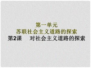 九年級歷史下冊 第一單元 蘇聯社會主義道路的探索 第2課 對社會主義道路的探索教學課件2 新人教版