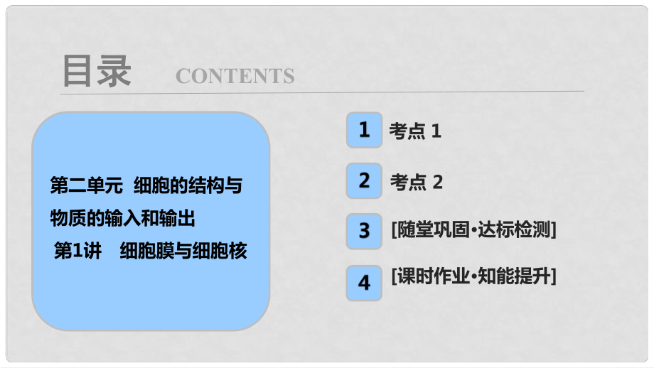 高考生物大一輪復習 第二單元 細胞的結構與物質的輸入和輸出 第1講 細胞膜與細胞核課件_第1頁