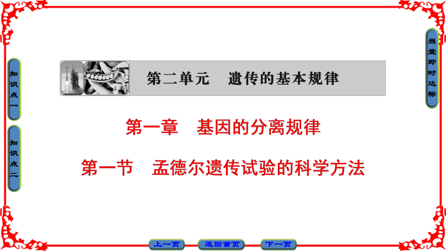 高中生物 第2單元 遺傳的基本定律 第1章 基因的分離規(guī)律 第1節(jié) 孟德爾遺傳試驗(yàn)的科學(xué)方法課件 中圖版必修2_第1頁