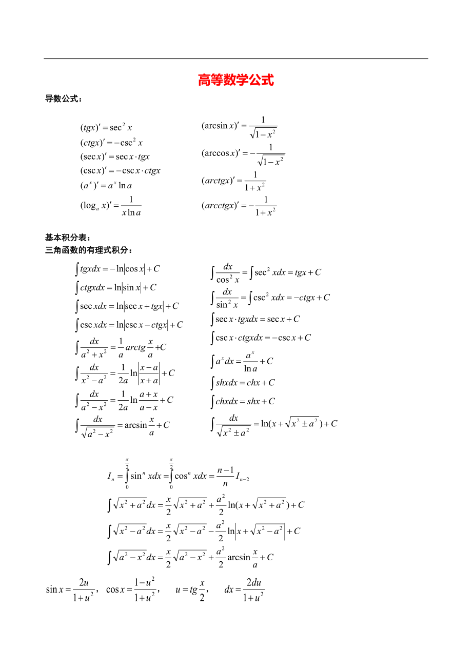 高等数学公式大全_第1页