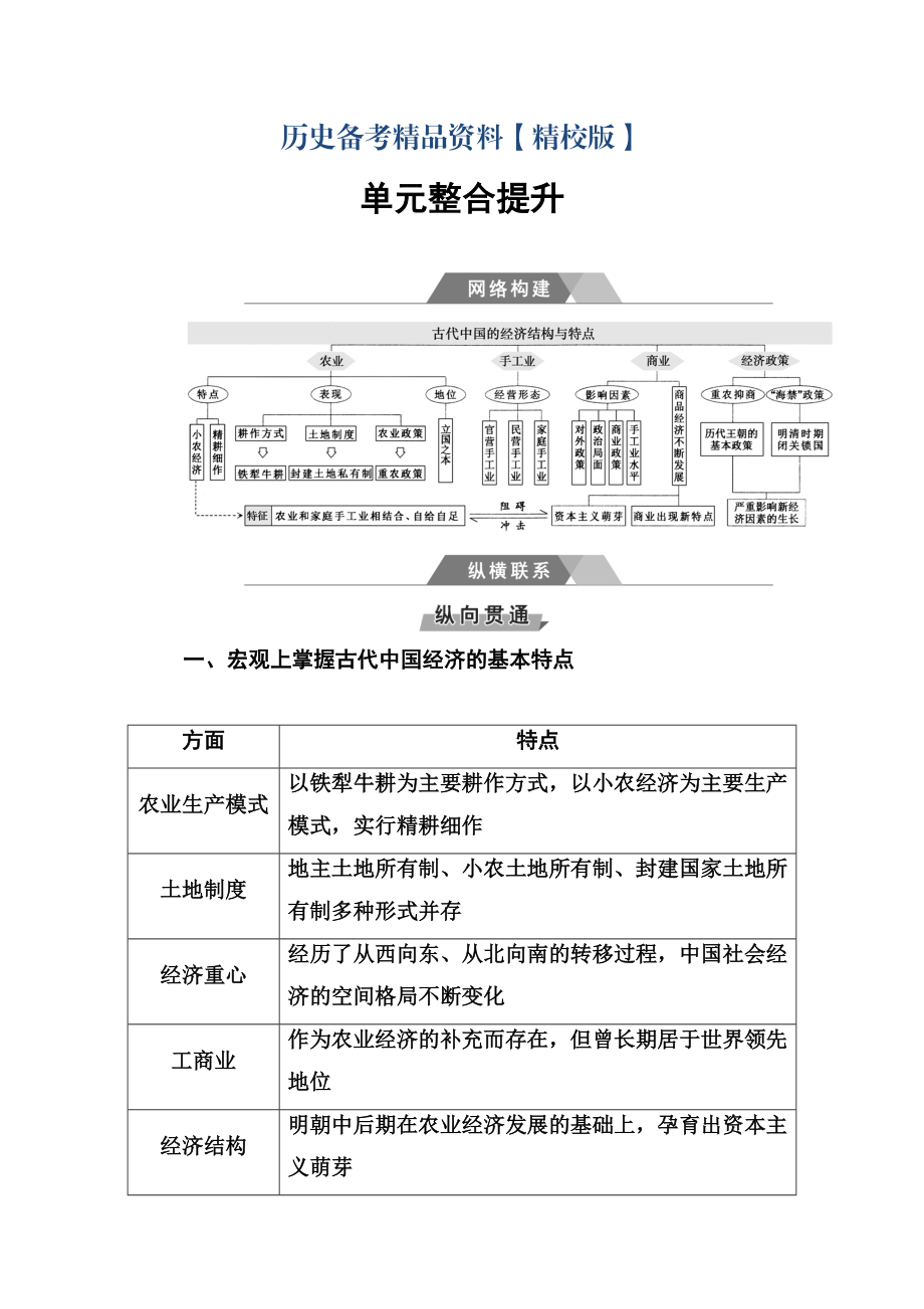 精修版高考歷史總復習：第六單元 單元整合提升 含答案_第1頁