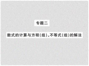 安徽省中考數(shù)學 第二輪 熱點題型突破 專題二 數(shù)式的計算與方程（組）、不等式（組）的解法課后提升課件