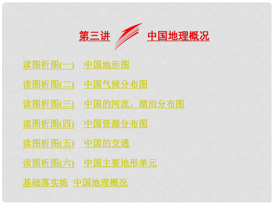 高考地理總復(fù)習(xí) 第三部分 第一章 區(qū)域地理——辨其地、知其征 第三講 中國(guó)地理概況課件 湘教版_第1頁