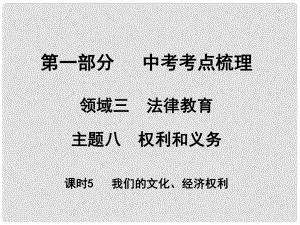 湖南省中考政治 考點梳理 領域三 法律教育 主題八 權利和義務 課時5 我們的文化、經濟權利課件1