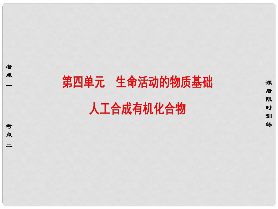 高考化学大一轮复习 专题11 有机化学基础（加试要求）第4单元 生命活动的物质基础 人工合成有机化合物课件_第1页