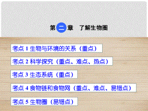 點(diǎn)撥中考中考生物 考點(diǎn)梳理 第一單元 第二章 了解生物圈課件 新人教版