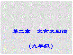 廣東省深圳市中考語文總復習 第二章 文言文閱讀 九年級課件