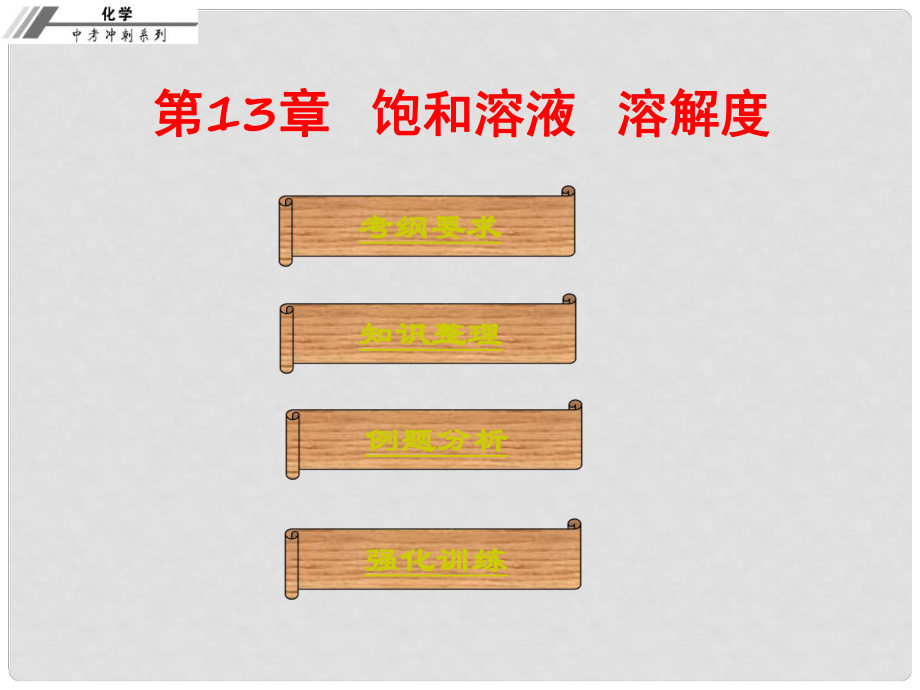 中考化學(xué)總復(fù)習(xí) 第十三章 飽和溶液 溶解度（課堂本）課件_第1頁