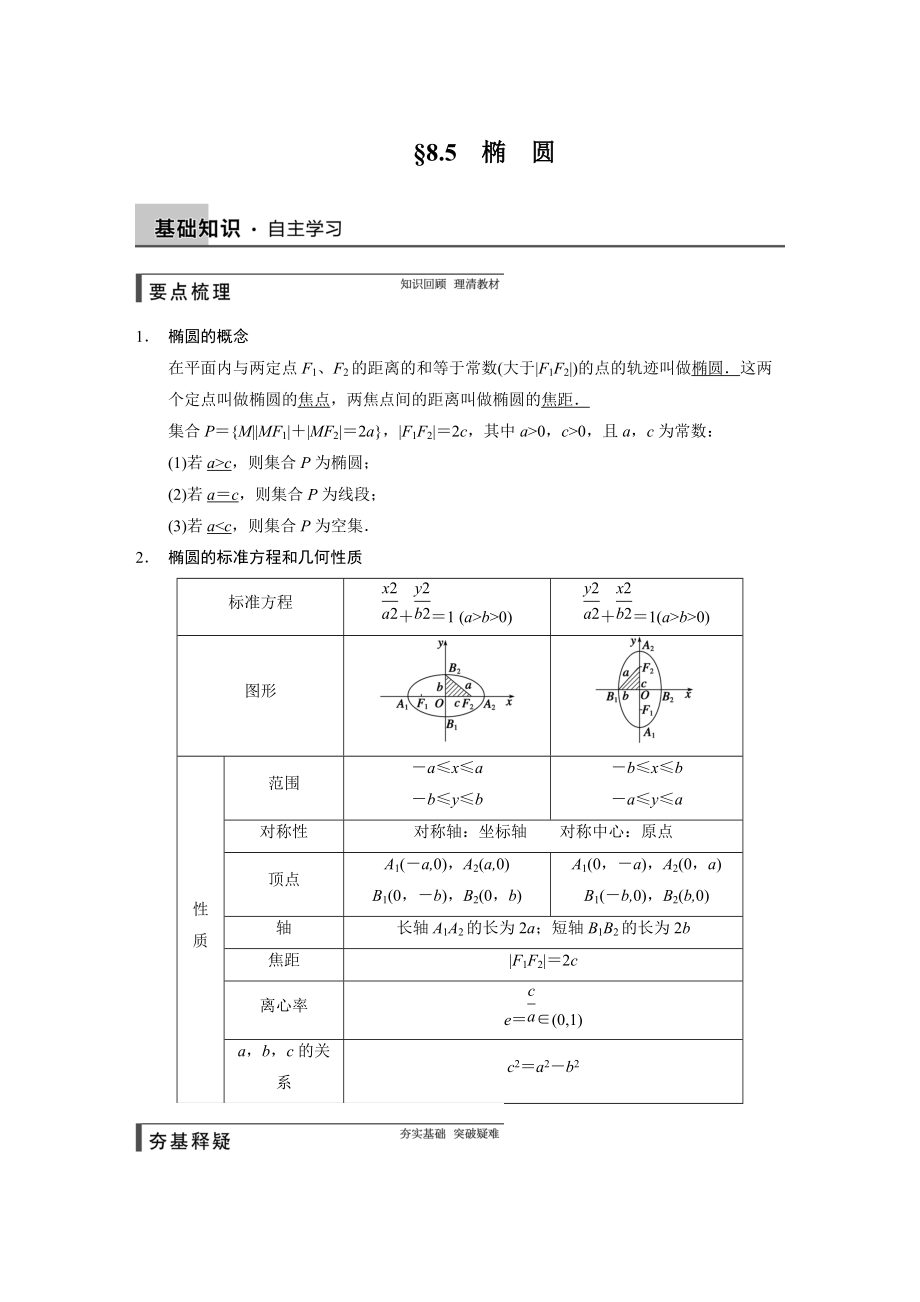 高考數(shù)學(xué)浙江理科一輪【第八章】立體幾何 8.5_第1頁(yè)