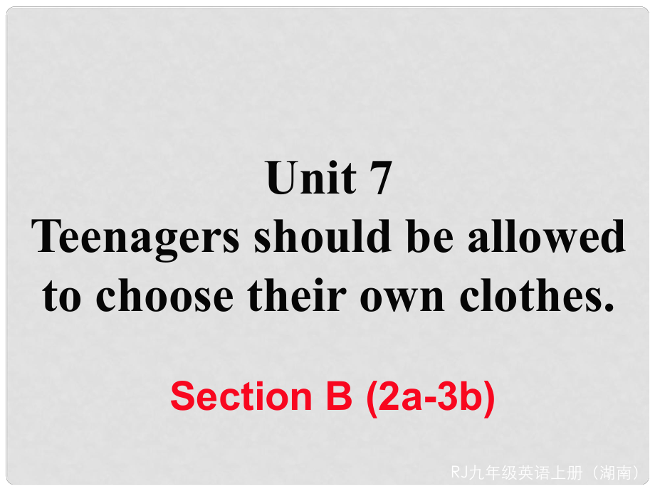 九年級(jí)英語全冊(cè) Unit 7 Teenagers should be allowed to choose their own clothes Section B（2a3b）作業(yè)課件 （新版）人教新目標(biāo)版_第1頁