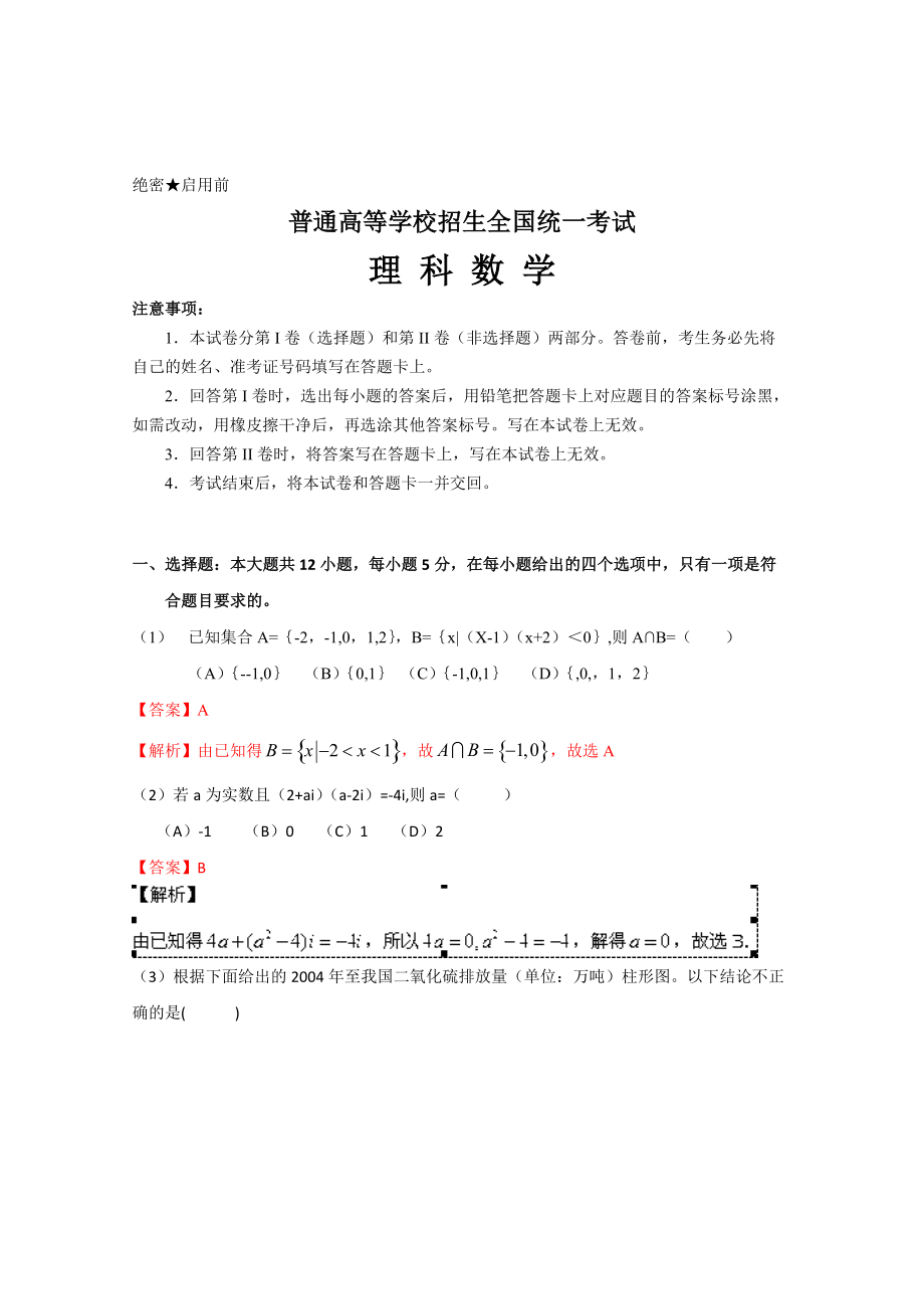 高考真題：理科數(shù)學(xué) 新課標(biāo)Ⅱ卷試卷含答案_第1頁(yè)