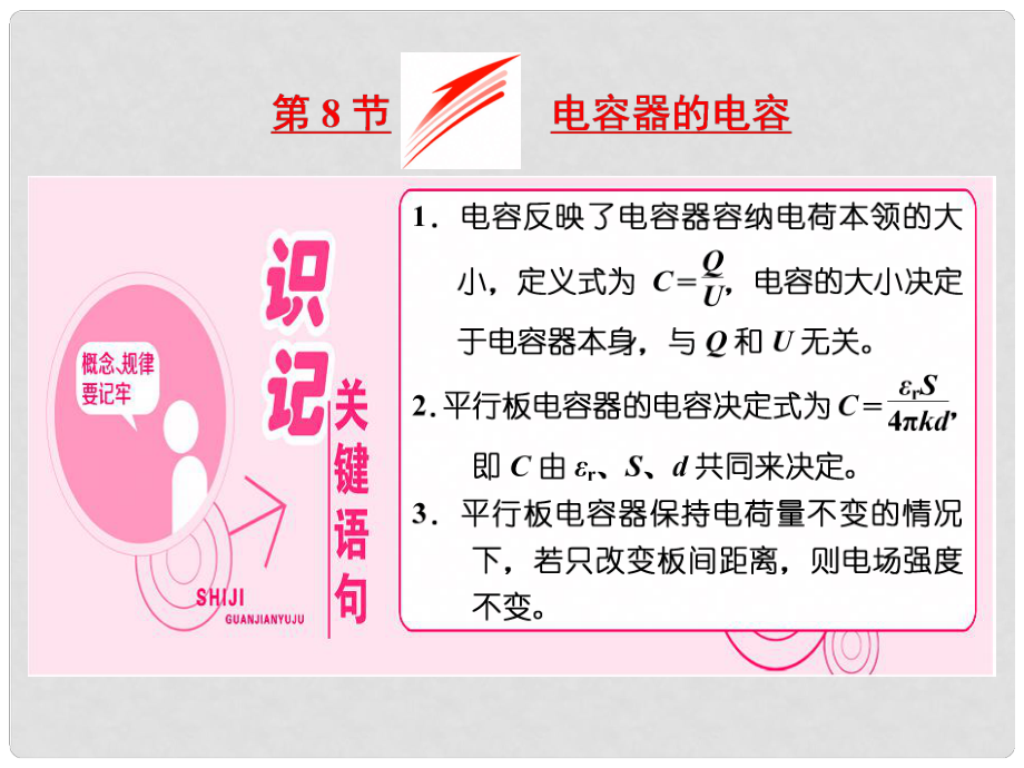 高中物理 第一章 靜電場 第8節(jié) 電容器的電容課件 新人教版選修31_第1頁