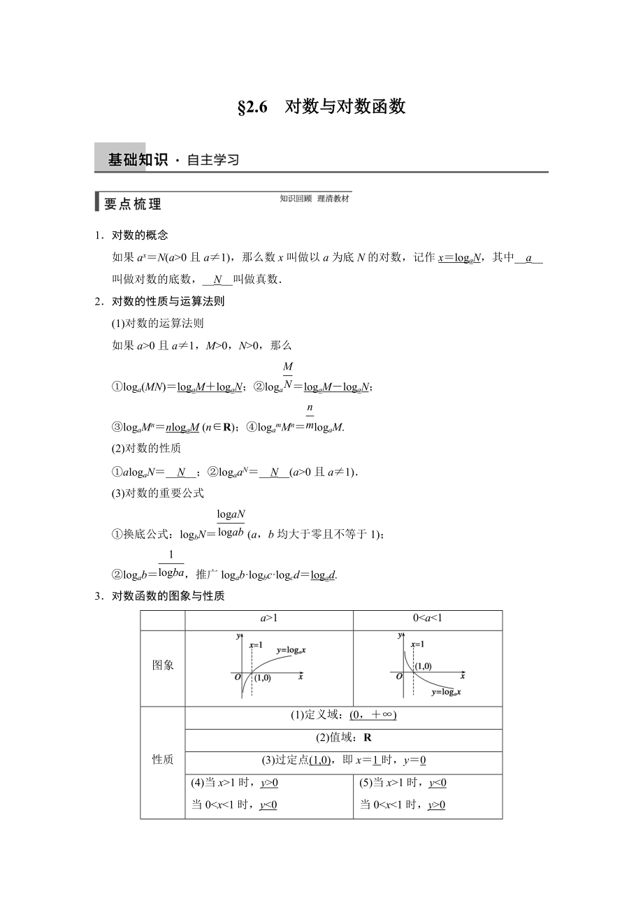 高考數(shù)學浙江理科一輪【第二章】函數(shù)與基本初等函數(shù)I【下】 第二章 2.6_第1頁