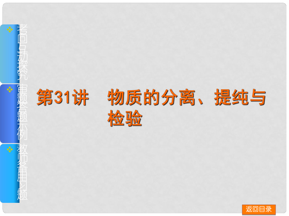 高考化学一轮基础查漏补缺 第31讲 物质的分离、提纯与检验课件_第1页