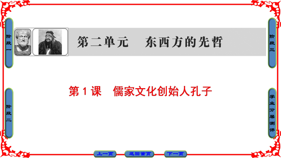 高中历史 第2单元 东西方的先哲 第1课 儒家文化创始人孔子课件 新人教版选修4_第1页