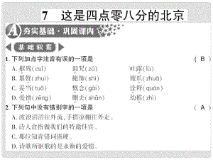 廣西桂林市九年級(jí)語文下冊(cè) 第二單元 7 這是四點(diǎn)零八分的北京習(xí)題課件 語文版