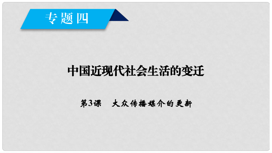 高中歷史 專題4 中國近現(xiàn)代社會生活的變遷 第3課 大眾傳播媒介的更新課件 人民版必修2_第1頁